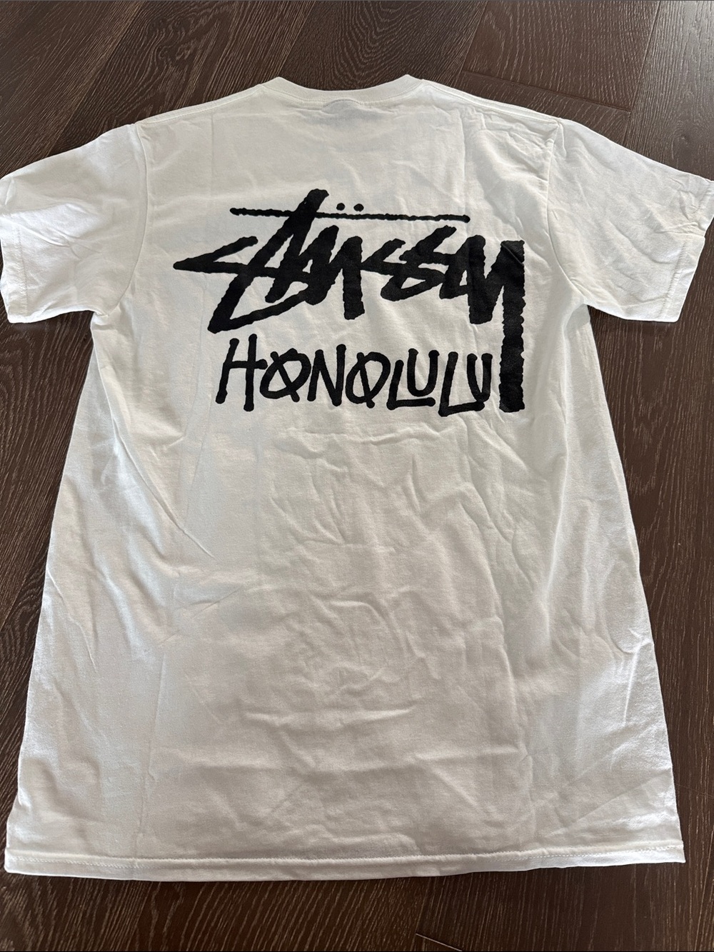 Exclusive Stussy Honolulu Chapter Crew T-Shirt - White/Black. Size Medium.